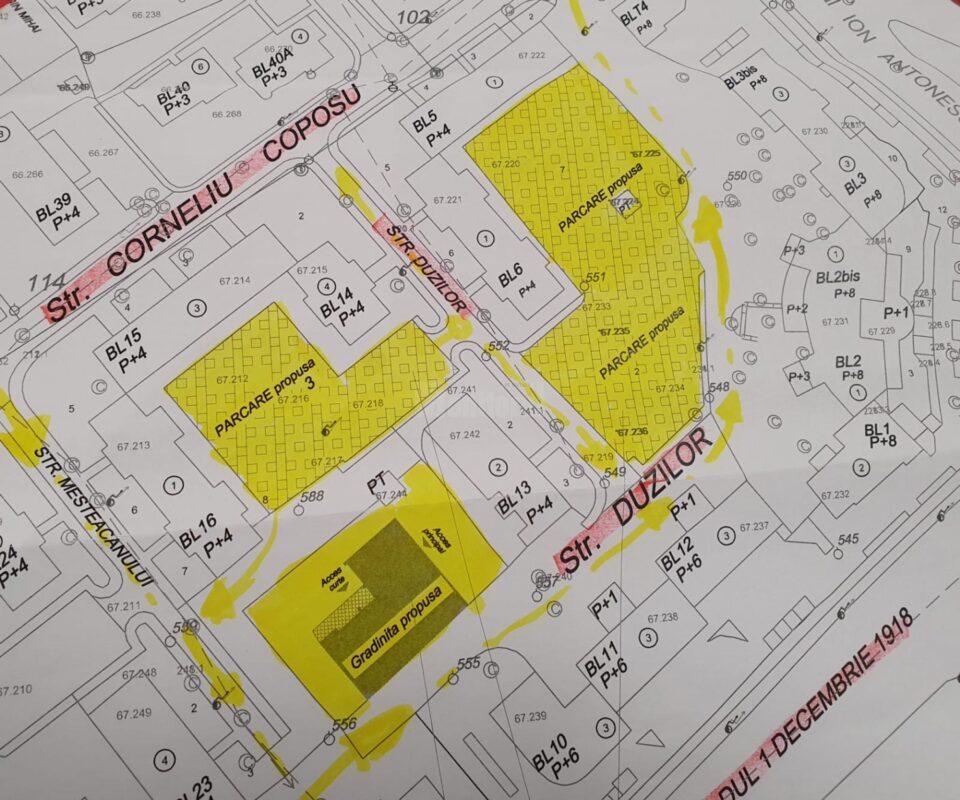 Distribuirea terenurilor eliberate de garaje – grădiniță și parcări rezidențiale în Obcini
