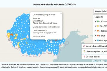 Harta interactivă a centrelor de vaccinare, pe tipuri de vaccin, este disponibilă