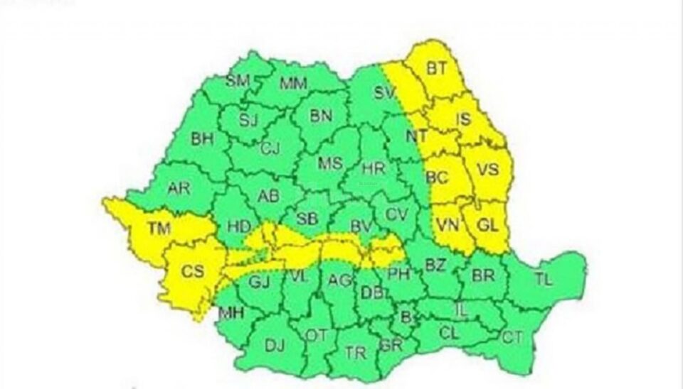 Cod Galben de polei, valabil până luni seară, pentru jumătate din județul Suceava