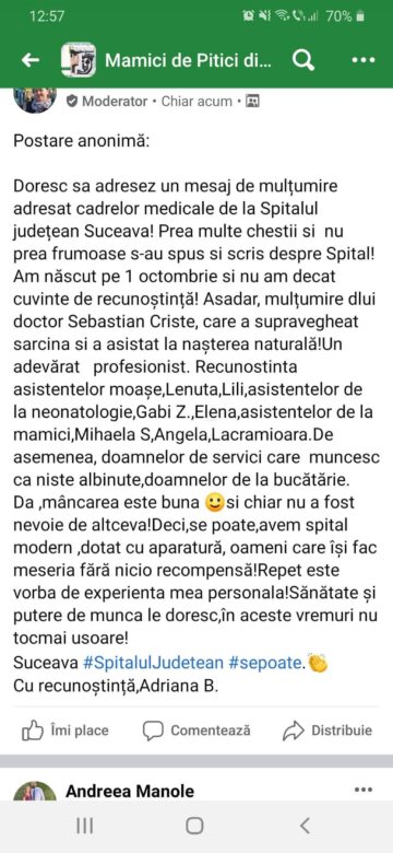 Postari ale pacientilor multumiti