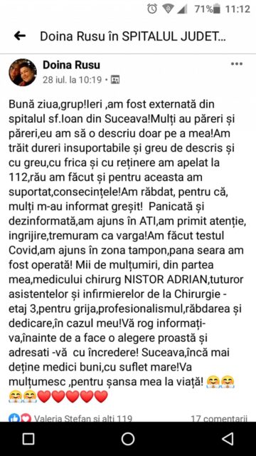 Postari ale pacientilor multumiti
