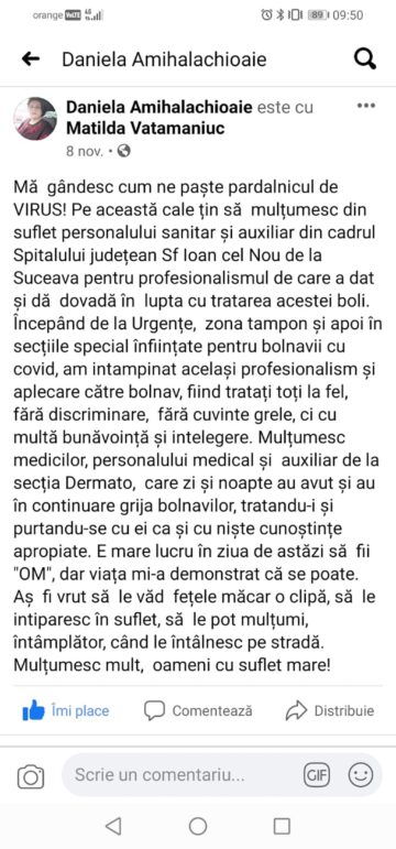 Postari ale pacientilor multumiti