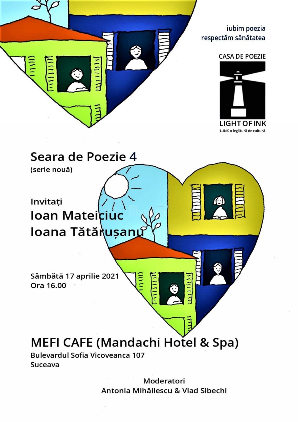 Poetul Ioan Mateiciuc și poeta Ioana Tătărușanu, invitați, sâmbătă, la Seara de poezie