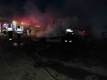 Incendiu devastator la un gater: hala a ars cu tot cu utilaje și material lemnos