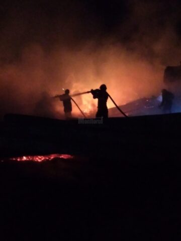 Incendiu devastator la un gater: hala a ars cu tot cu utilaje și material lemnos