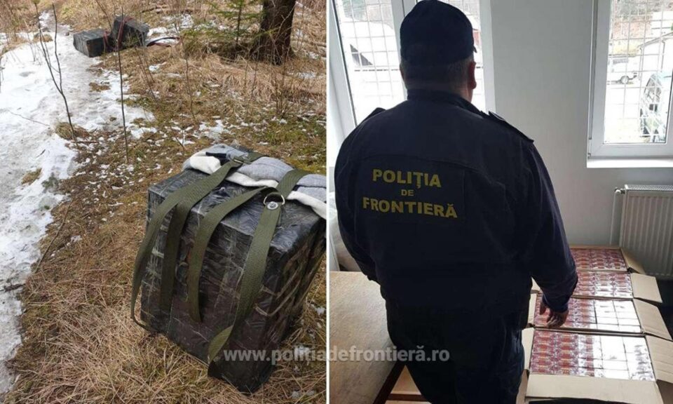 Colete cu țigări abandonate de contrabandiști
