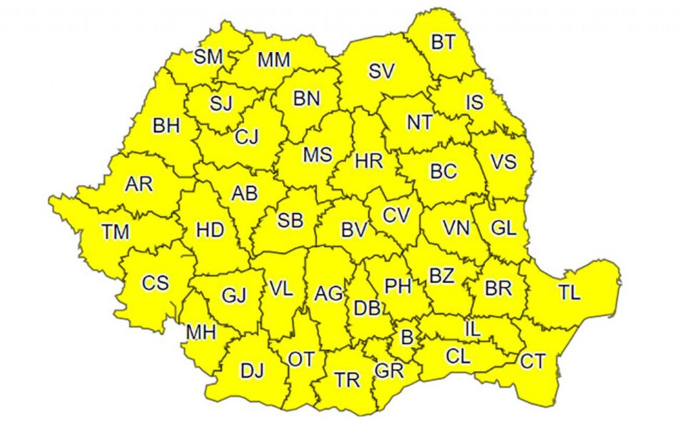 Cod galben în întreaga țară