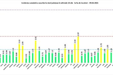 Incidența cumulată a cazurilor de Covid în ultimele 14 zile