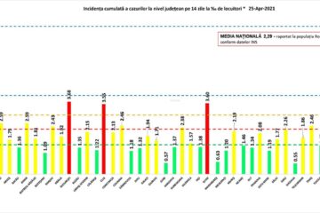 Incidența cumulată a cazurilor de Covid, la 14 zile