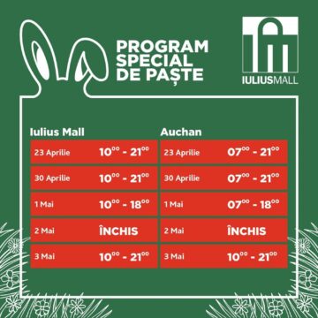 Programul de Paște 2021 în centrele comerciale și supermarketurile din Suceava
