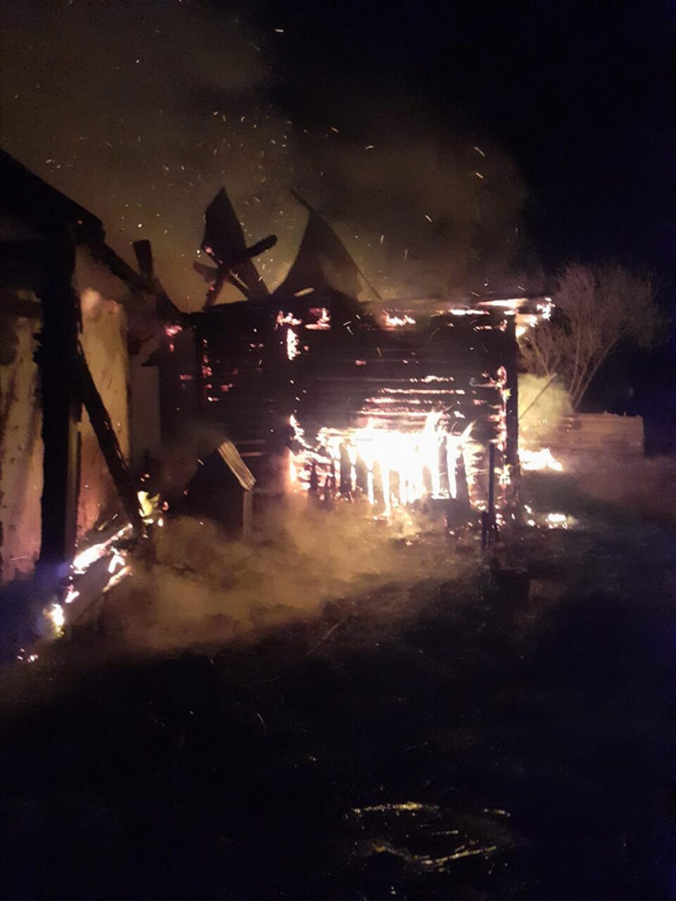 Toate construcțiile dintr-o gospodărie, mistuite de un incendiu devastator