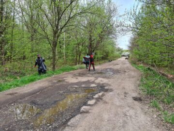 Munți de gunoaie au fost adunați din pădurea din zona drumului care leagă Adâncata de Fetești