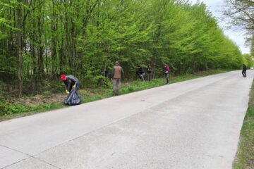 Acțiune de ecologizare în pădurea care străjuiește drumul dintre Adâncata și Fetești