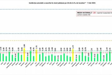 Incidența cumulată a cazurilor de Covid pe 14 zile