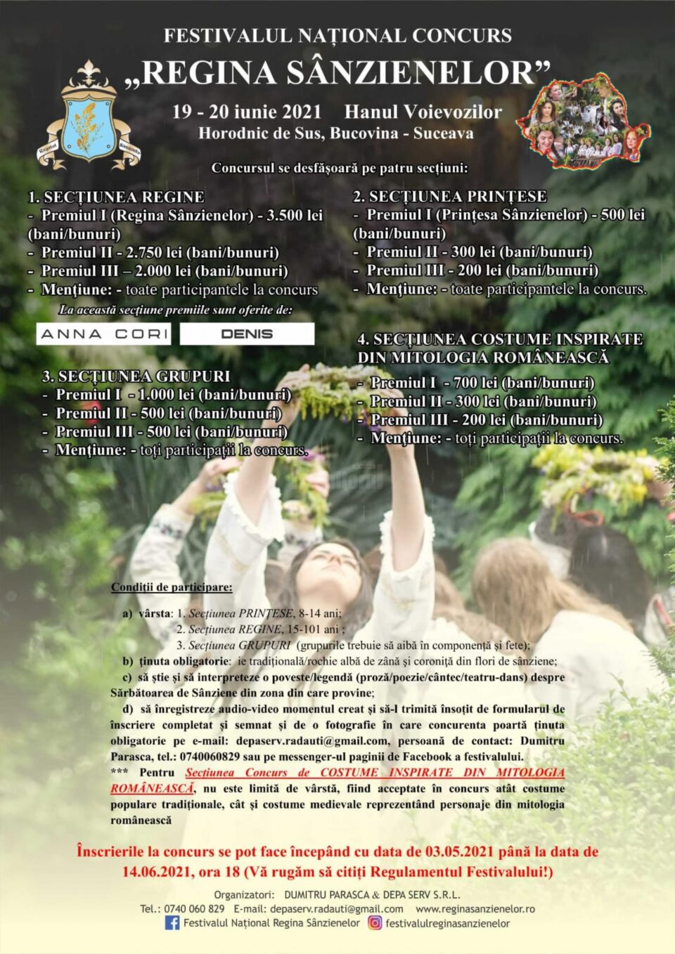 Au început înscrierile pentru Festivalul Național Concurs „Regina Sânzienelor”, ediția a VII-a Au început înscrierile pentru Festivalul Național Concurs „Regina Sânzienelor”, ediția a VII-a
