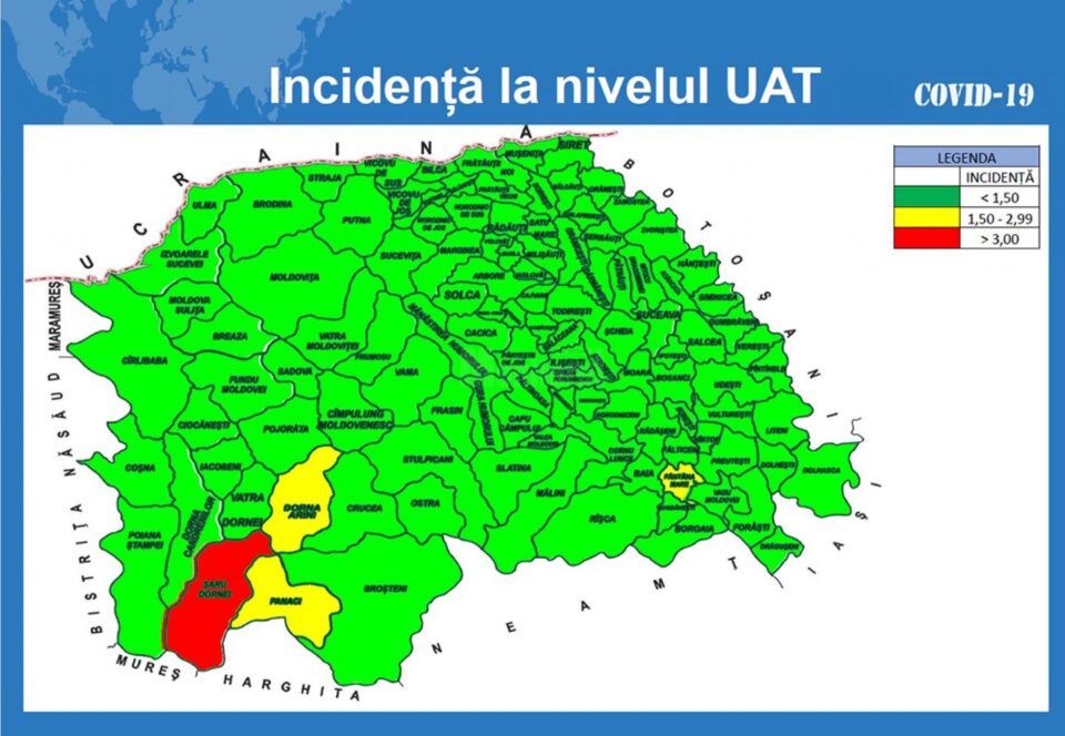 O singura comuna din județul Suceava este în scenariul roșu