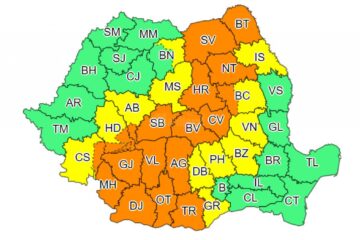 Cod portocaliu de ploi abundente, grindină și vijelii, timp de două zile