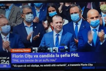 Premierul Florin Cîțu și-a anunțat duminică dimineața decizia de a candida la președinția PNL, inconjurat de zeci de lideri liberali