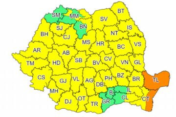 Cod galben de ploi abundente, de luni la amiază până marți seara