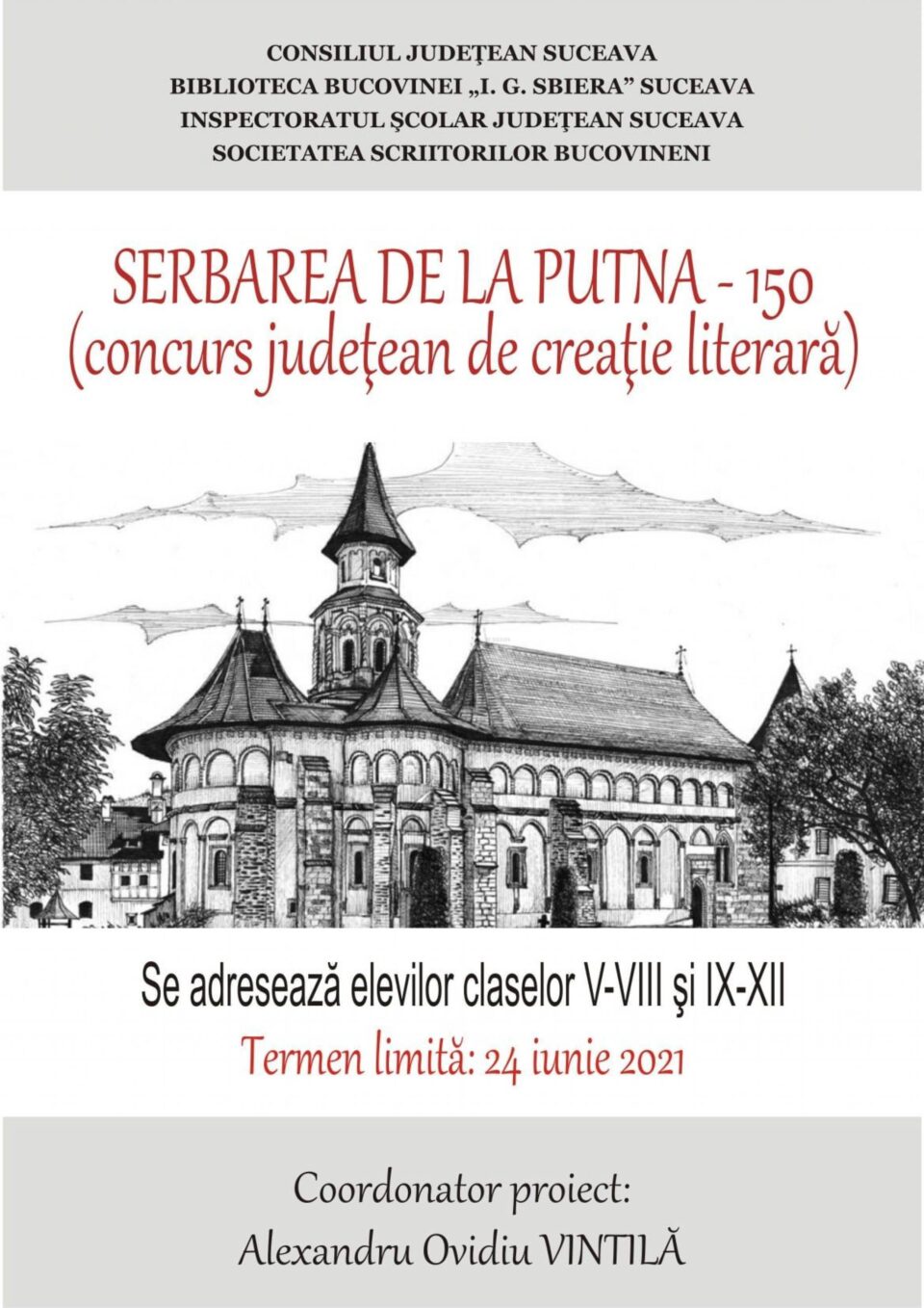 „Serbarea națională de la Putna - 150 (1871-2021)” , concurs județean de creație literară, organizat de Biblioteca Bucovinei „Serbarea națională de la Putna - 150 (1871-2021)” , concurs județean de creație literară, organizat de Biblioteca Bucovinei