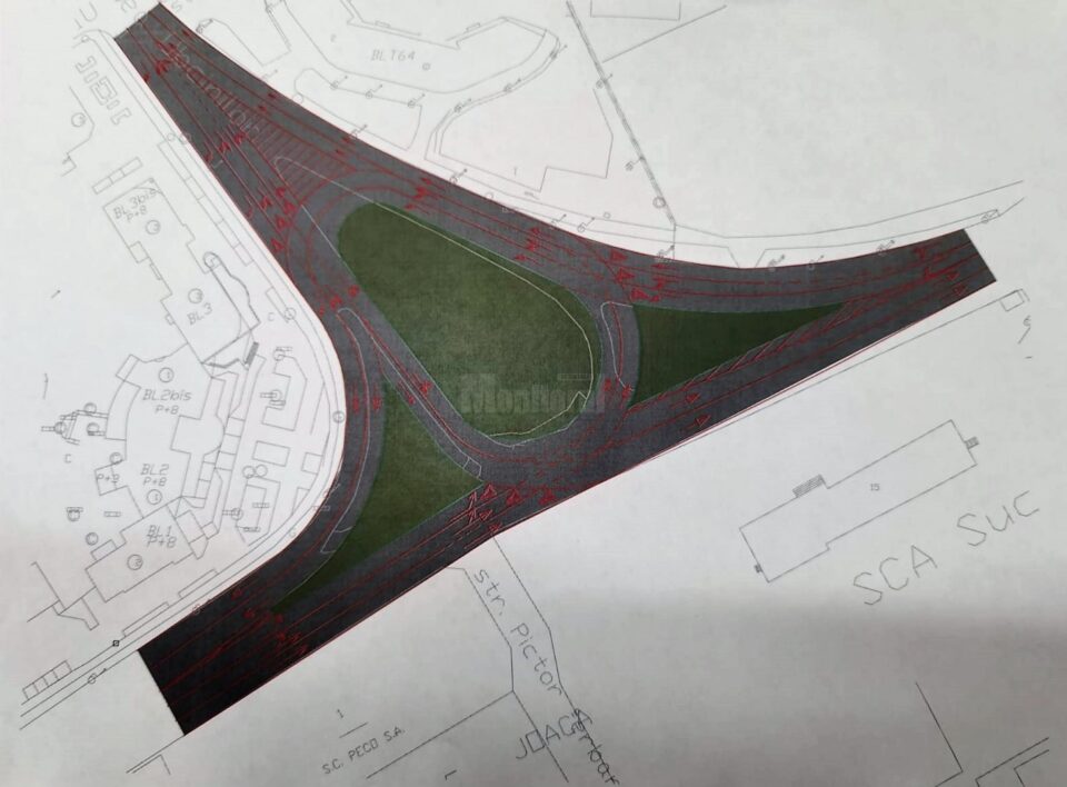 Varianta de proiect pentru amenajarea sensului giratoriu, cu parcul din intersecție integrat