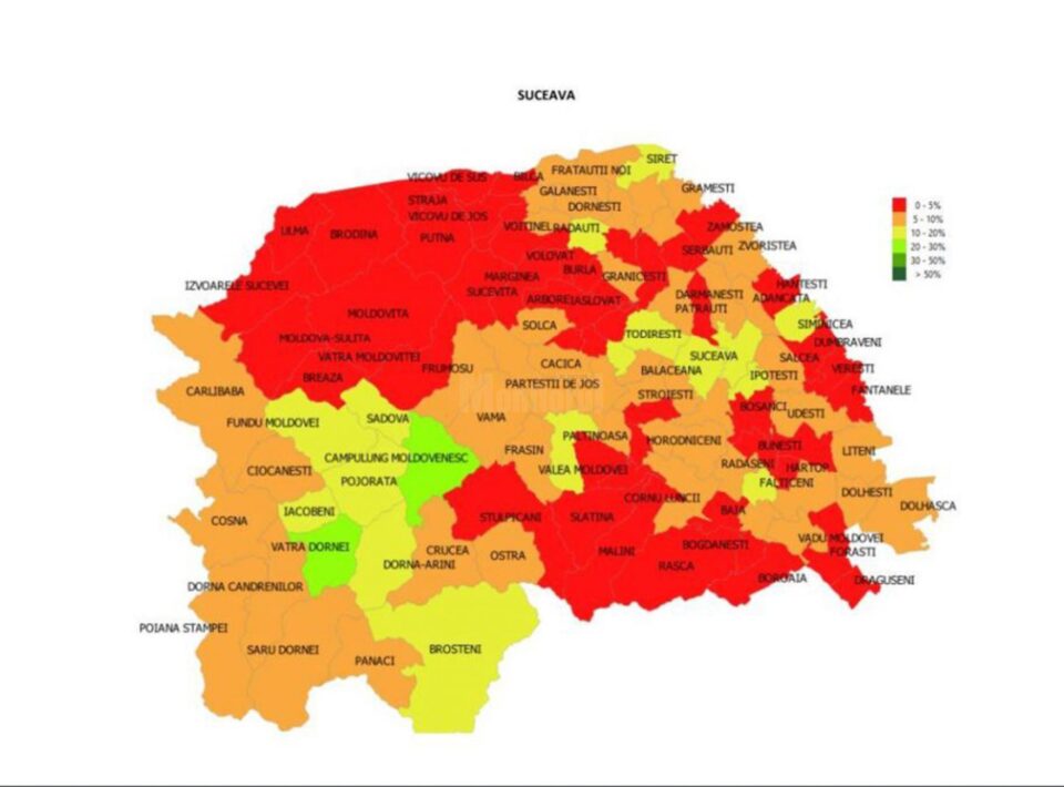 Harta vaccinării în județ