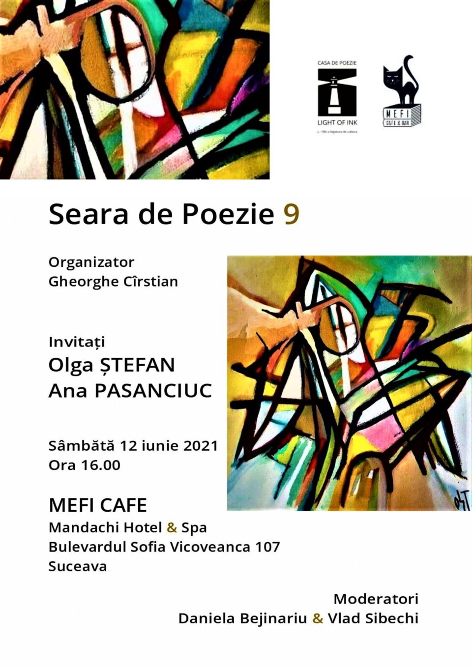 Seara de Poezie 9, cu poetele Olga Ștefan & Ana Pasanciuc, sâmbătă