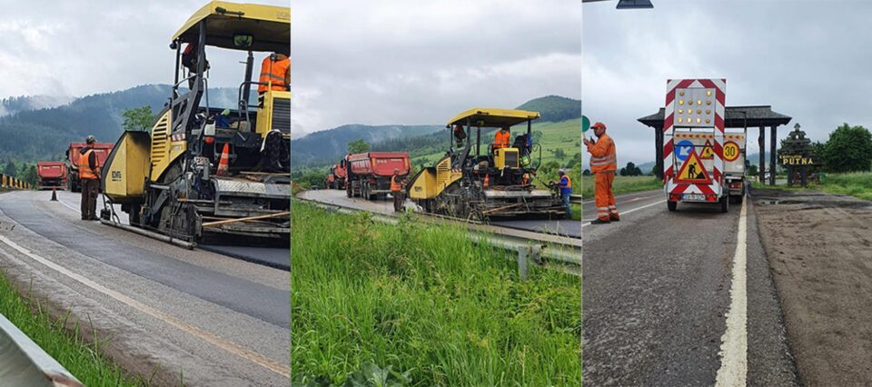 Se toarnă covor asfaltic pe 5 kilometri, la Putna