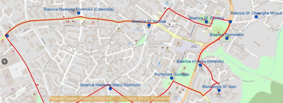 Traseul Procesiunii cu moaștele Sfântului Ioan cel Nou