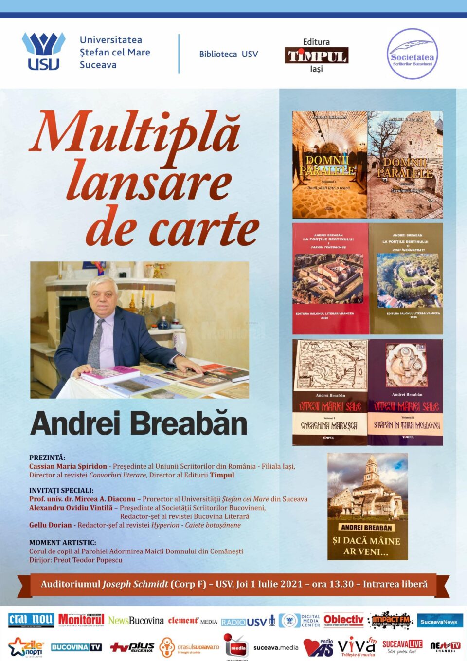 Scriitorul sucevean Andrei Breabăn își lansează mai multe cărți la USV Suceava