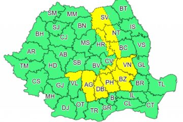 Cod galben de furtuni în jumătatea muntoasă a județului Suceava