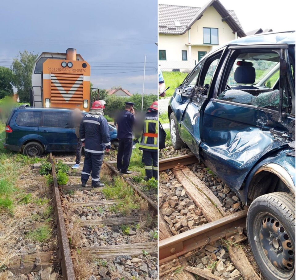 Cele cinci persoane din mașină au scăpat cu leziuni ușoare, mașina fiind târâtă circa 10 metri Cele cinci persoane din mașină au scăpat cu leziuni ușoare, mașina fiind târâtă circa 10 metri