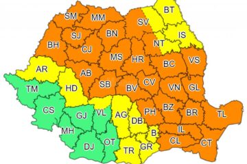 Noi avertizări meteo de averse torențiale, descărcări electrice, vijelii și grindină