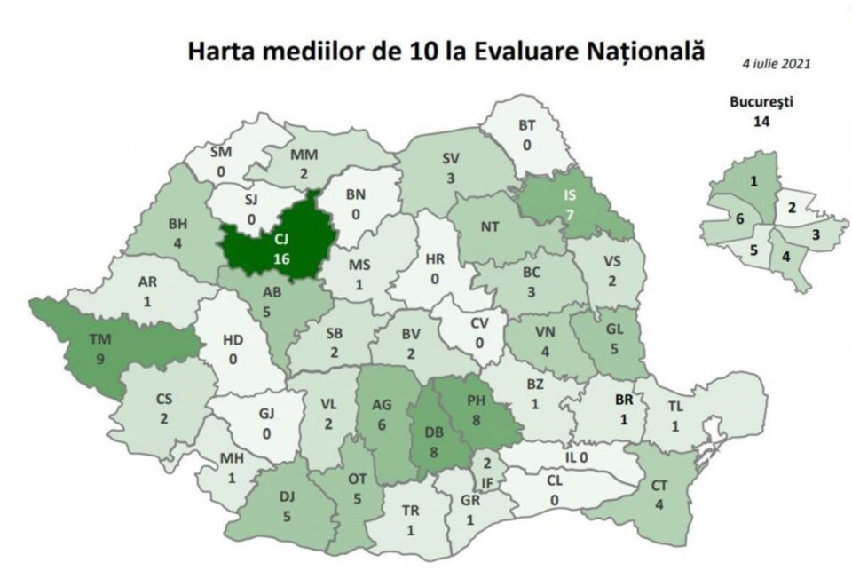 Harta mediilor de 10