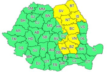 Cod galben de ploi, vânt și descărcări electrice, în Suceava și alte șapte județe