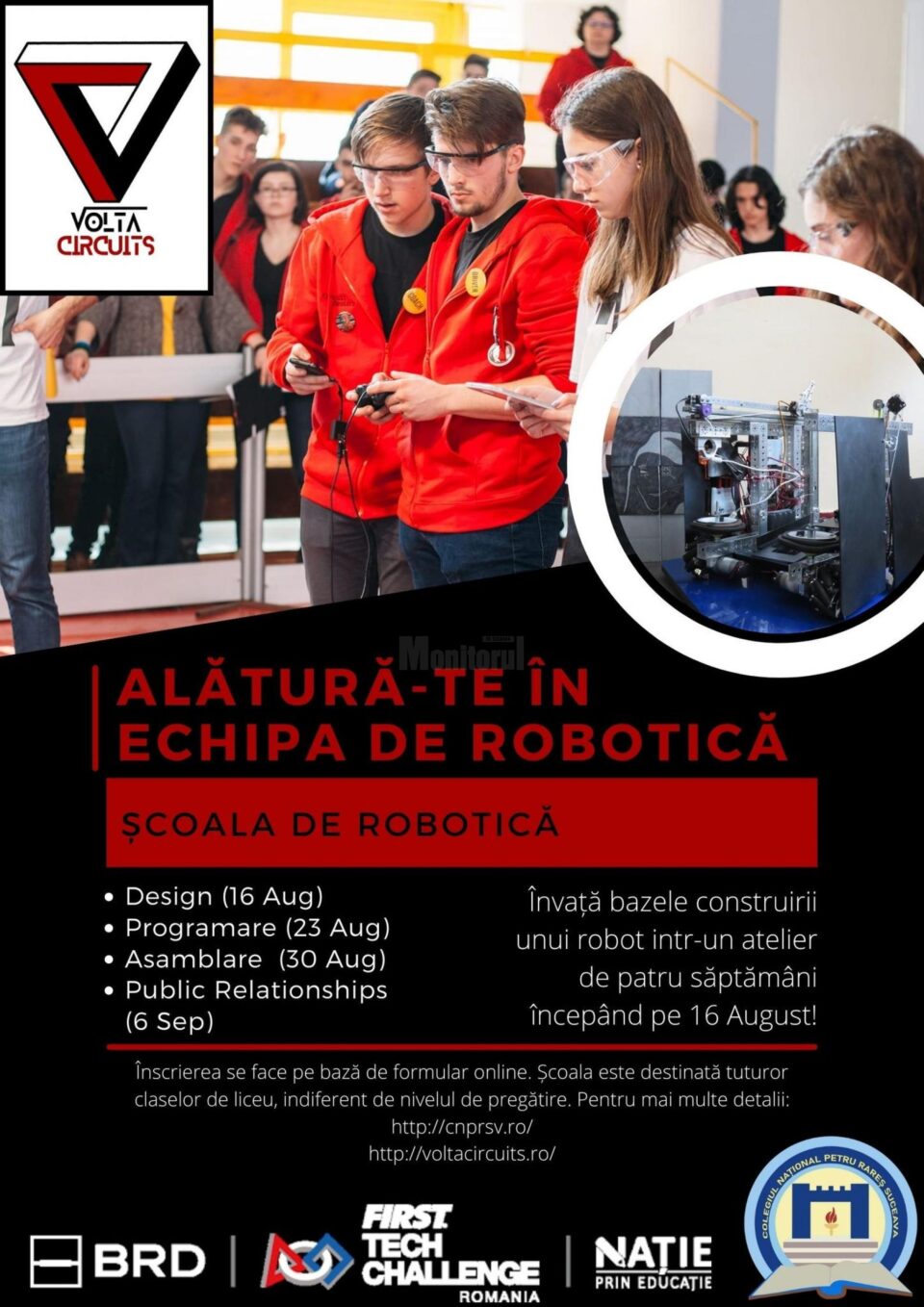Școală de robotică - școală de vară, în luna august, la Colegiul Național „Petru Rareș” Școală de robotică - școală de vară, în luna august, la Colegiul Național „Petru Rareș”