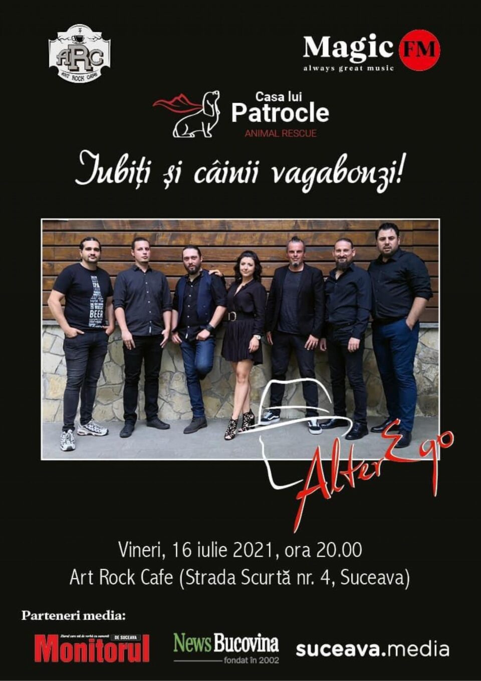 „Iubiți și câinii vagabonzi” va avea loc vineri, 16 iulie, de la ora 20.00, la Art Rock Cafe