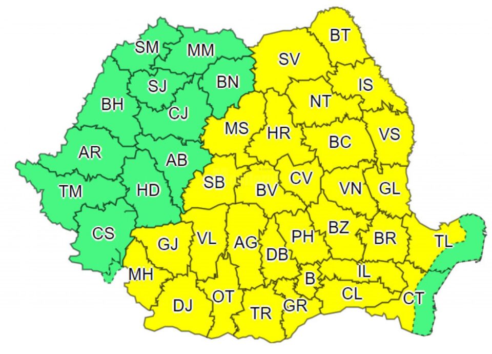 cod galben canicula 15-16 iulie