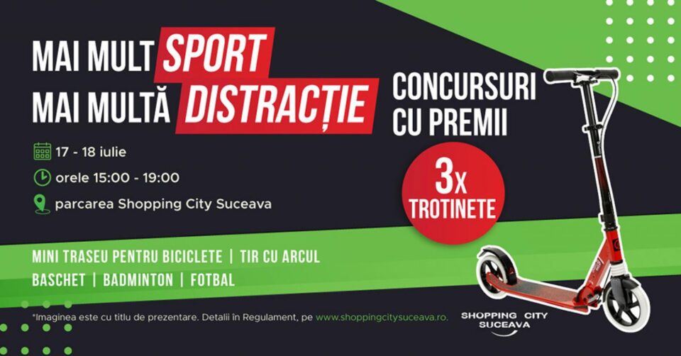 Activități sportive și concursuri cu premii, în parcarea Shopping City Suceava