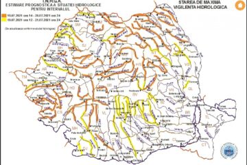 Harta avertizare hidro 19 iulie 2021