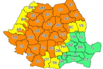Cod portocaliu și cod galben de ploi torențiale, până miercuri la amiază