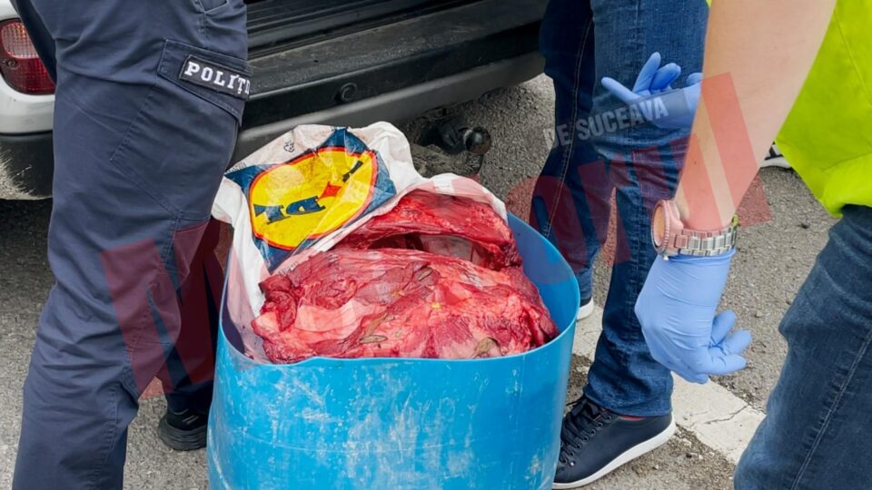 Carnea și pilea au fost predate de polițiști Direcției Sanitar Veterinare