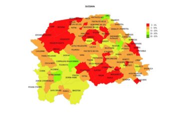 Harta vaccinării în județul Suceava, 5 iulie 2021