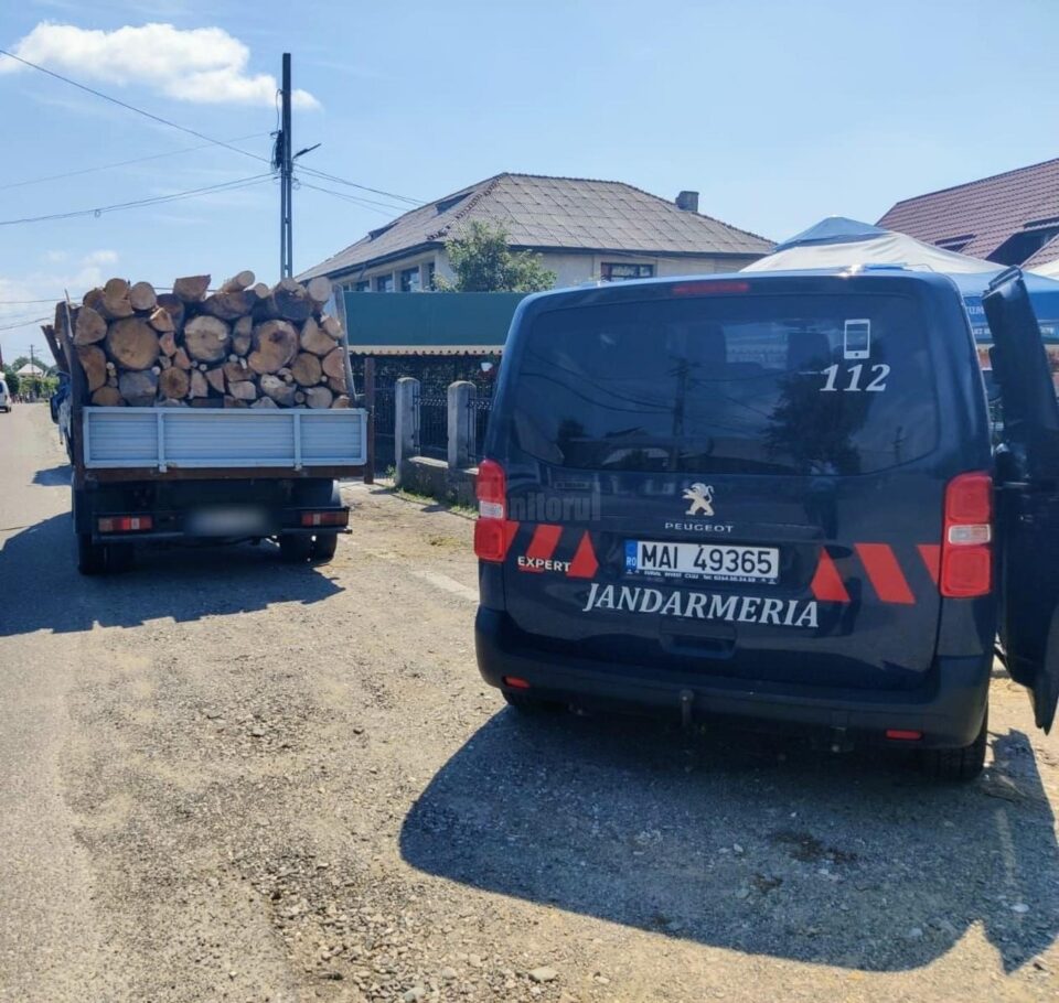 Prins în timp ce transporta lemn fără acte, cu permisul suspendat