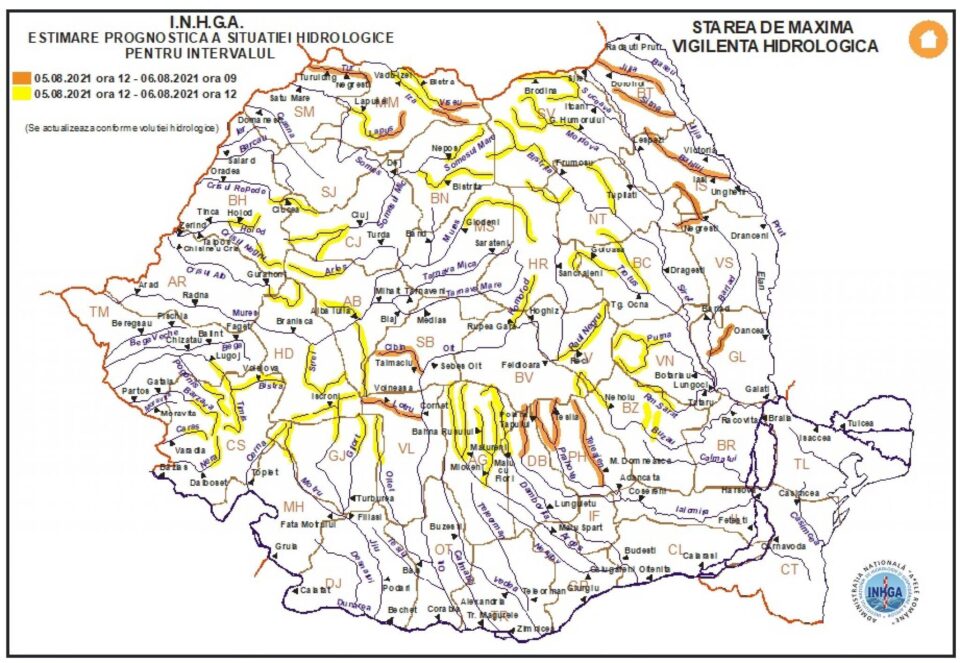 Cod galben de inundații pe râurile Suceava, Moldova și Bistrița, până vineri la amiază
