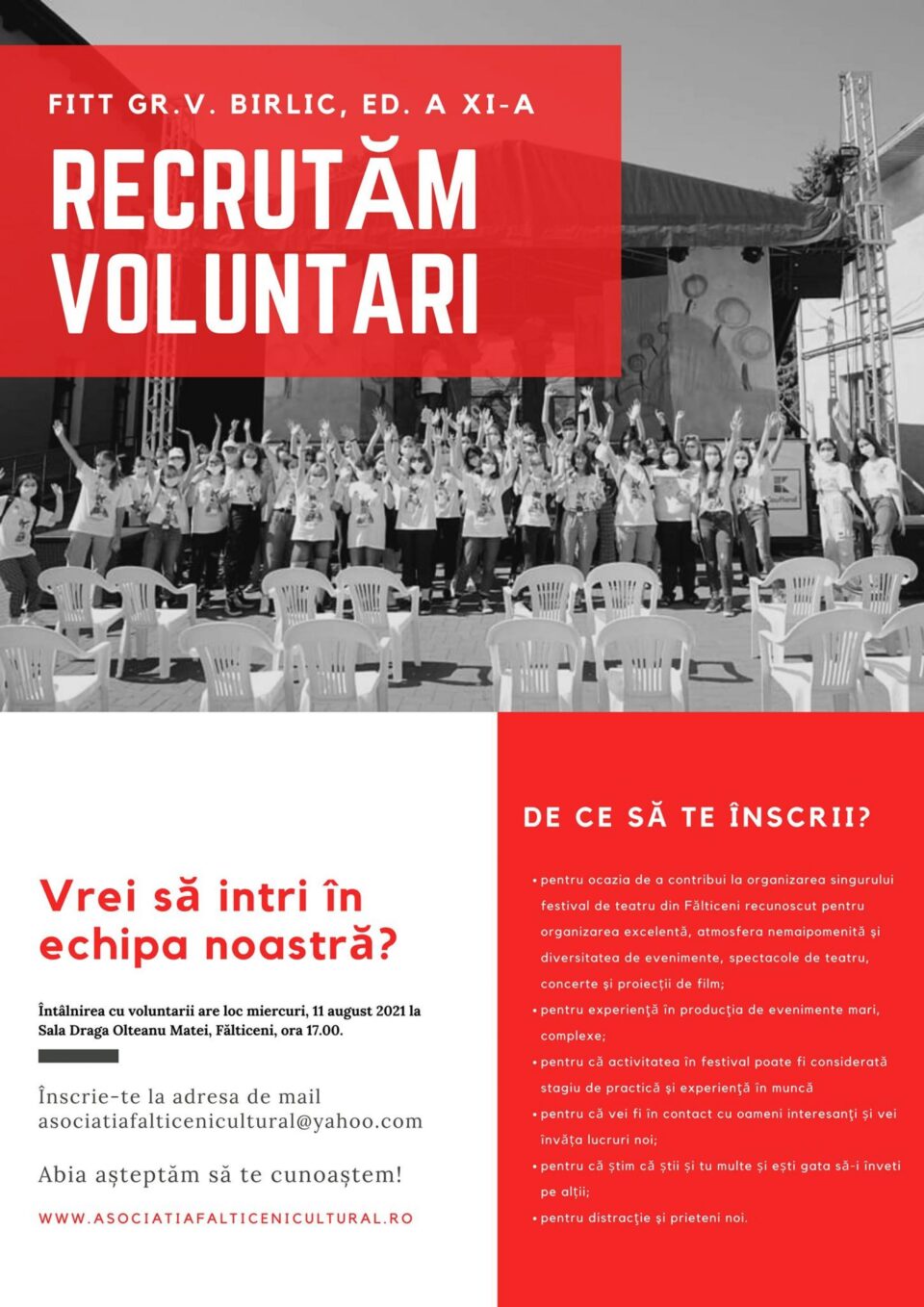 Asociația Fălticeni Cultural recrutează voluntari