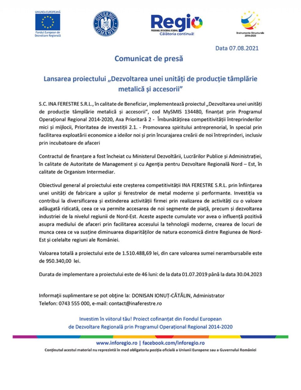 Lansarea proiectului „Dezvoltarea unei unități de producție tâmplărie metalică și accesorii” Lansarea proiectului „Dezvoltarea unei unități de producție tâmplărie metalică și accesorii”