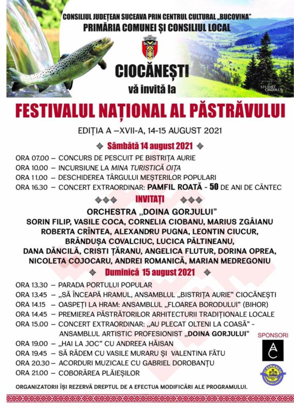 O nouă ediție a Festivalului Păstrăvului de la Ciocănești, la finalul acestei săptămâni