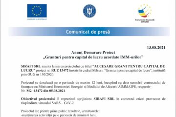 Anunț Demarare Proiect „Granturi pentru capital de lucru acordate IMM-urilor”