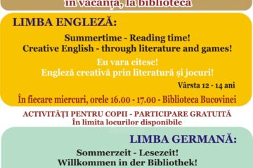 Ateliere de lectură, jocuri și alte activități în limbile engleză și germană la Biblioteca Bucovinei